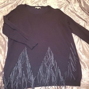 Navy fringe sweater